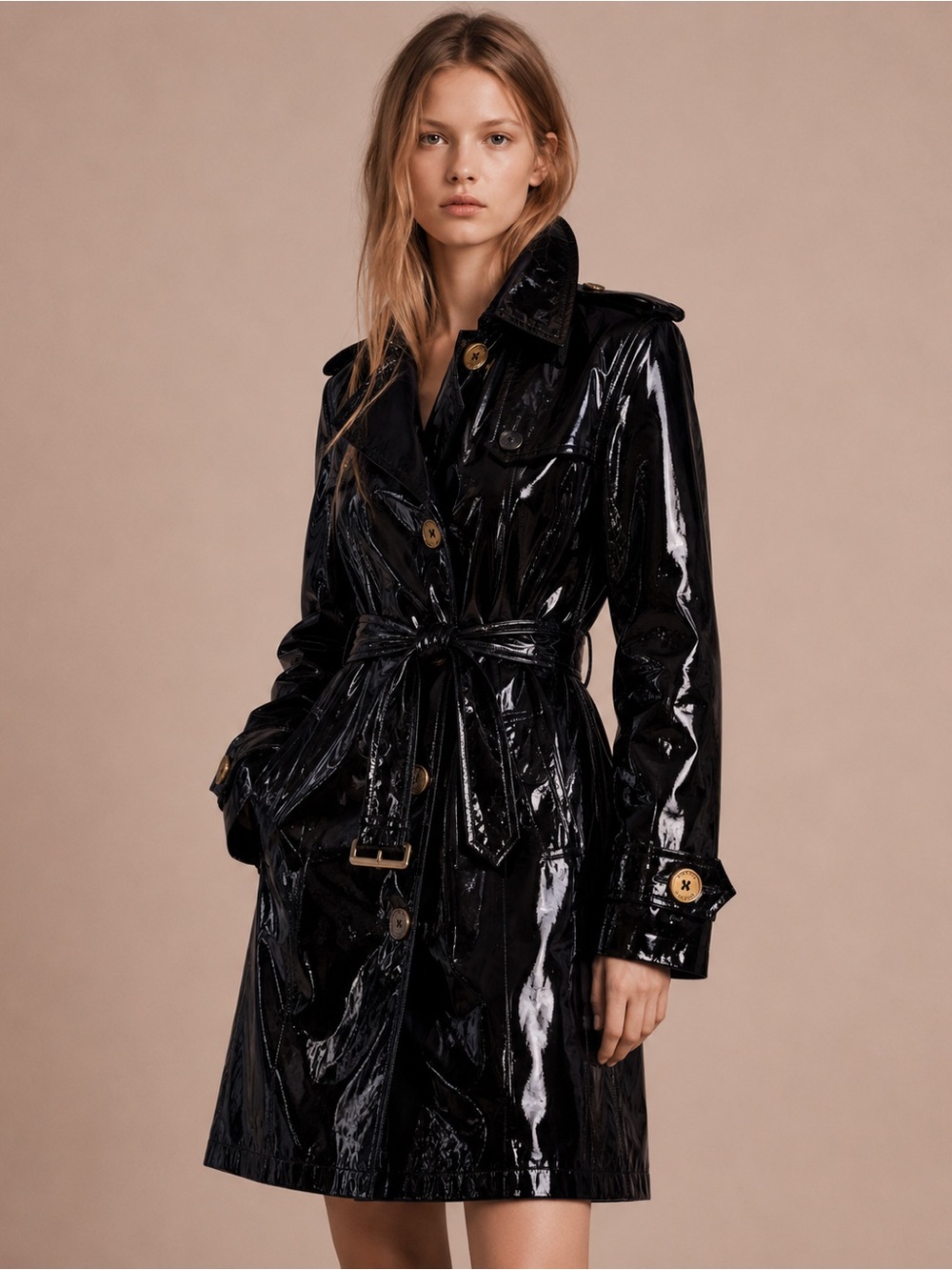 BURBERRY VINTAGE PATENT LEATHER TRENCHCOAT
